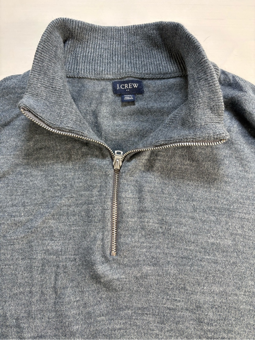 J.Crew Mens XXL Grey Merino Wool 1/4 Zip Pullover Sweater - Picture 1 of 6